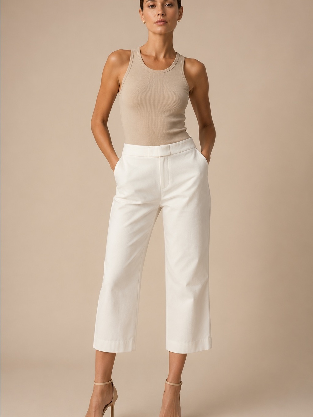 Apt. 9 White High-Rise Wide-Leg Cropped Pants